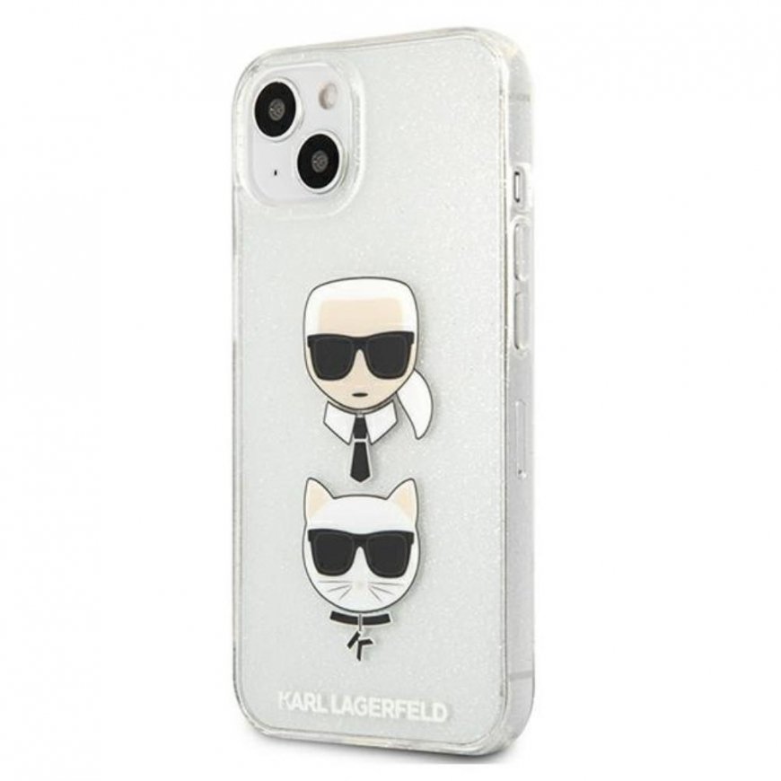 Karl Lagerfeld KLHCP13SKCTUGLS iPhone 13 mini 5,4 colių sidabrinė/sidabrinis kietas dėklas Glitter Karl`s & Choupette – 3