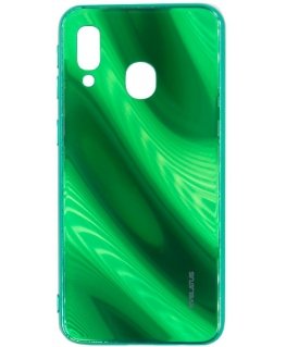 Evelatus Samsung Galaxy A40 Water Ripple Full Color Electroplating Tempered Glass Case Green