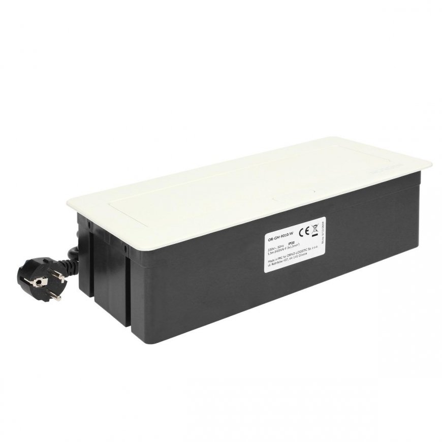Orno NOEN furniture cassette, built into the table top, with integrated PVC frame for modular sockets 3 x 45x45 mm or 6 x 22.5x4 – 2