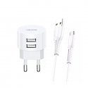 Usams US-T20 Set 2in1 Round Shape Compact 2.1A Travel charger + USB to Micro 1m Cable White Usams US-T20 Set 2in1 Round Shape Compact 2.1A Travel charger + USB to Micro 1m Cable White