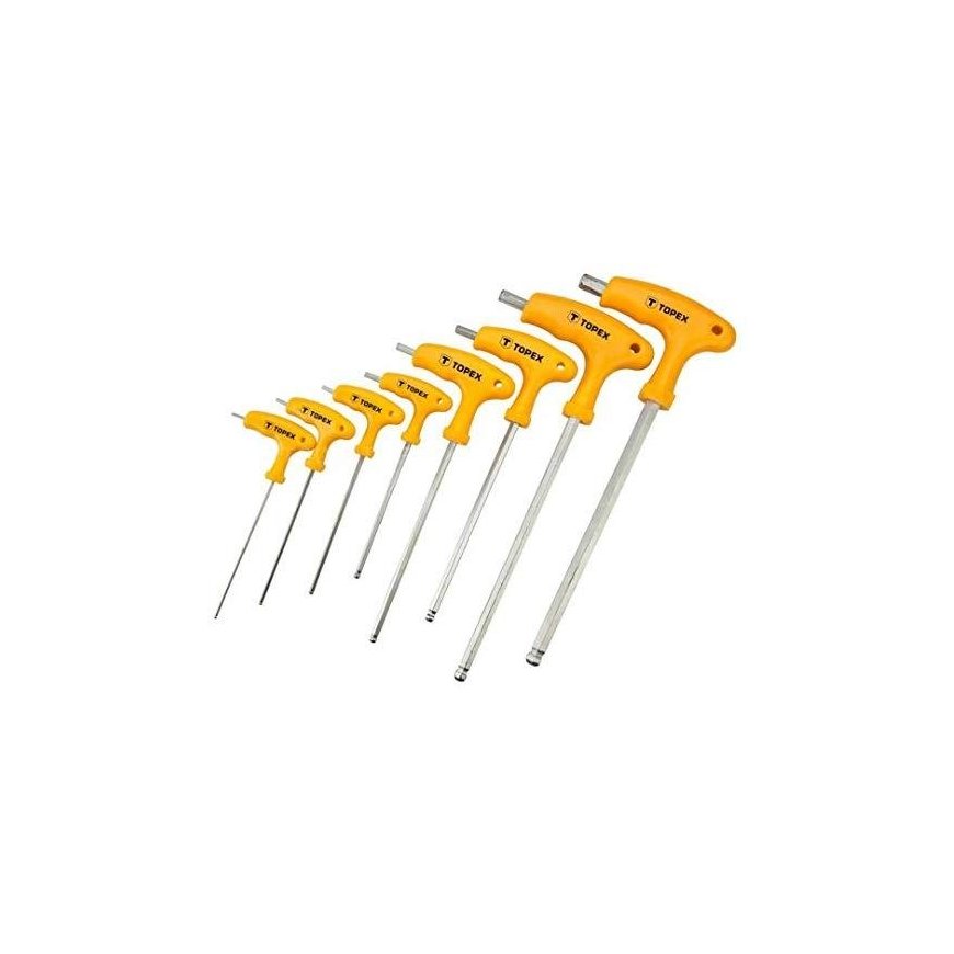 Topex šešiakampių raktų rinkinys, tipas T, 2-10mm, su kamuoliuku, 8 vnt. (35D967) – 2