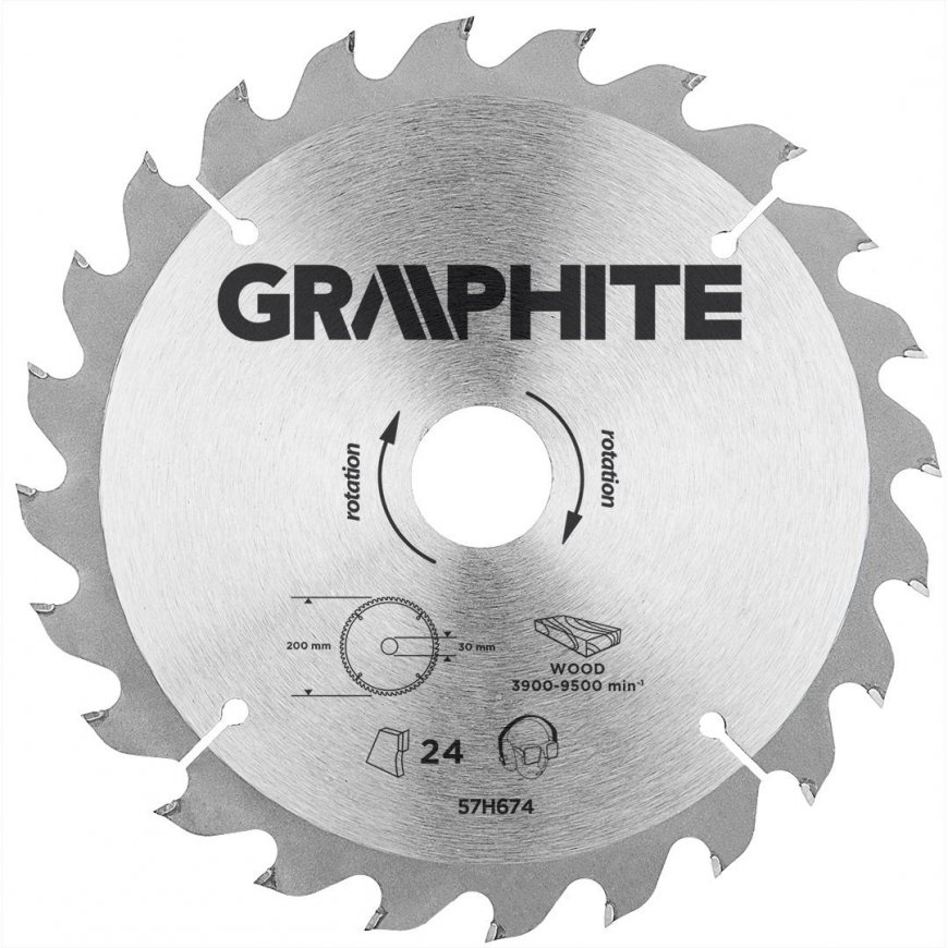 Graphite Graphite saw blade, wide 200x30 mm, 24 teeth 57H674 – 3