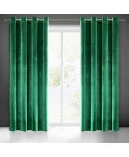 Minkšto ir blizgaus aksomo naktinė užuolaida Eurofirany SAMANTA 140X250 cm, kilpos/žiedai, spalva: žalia
