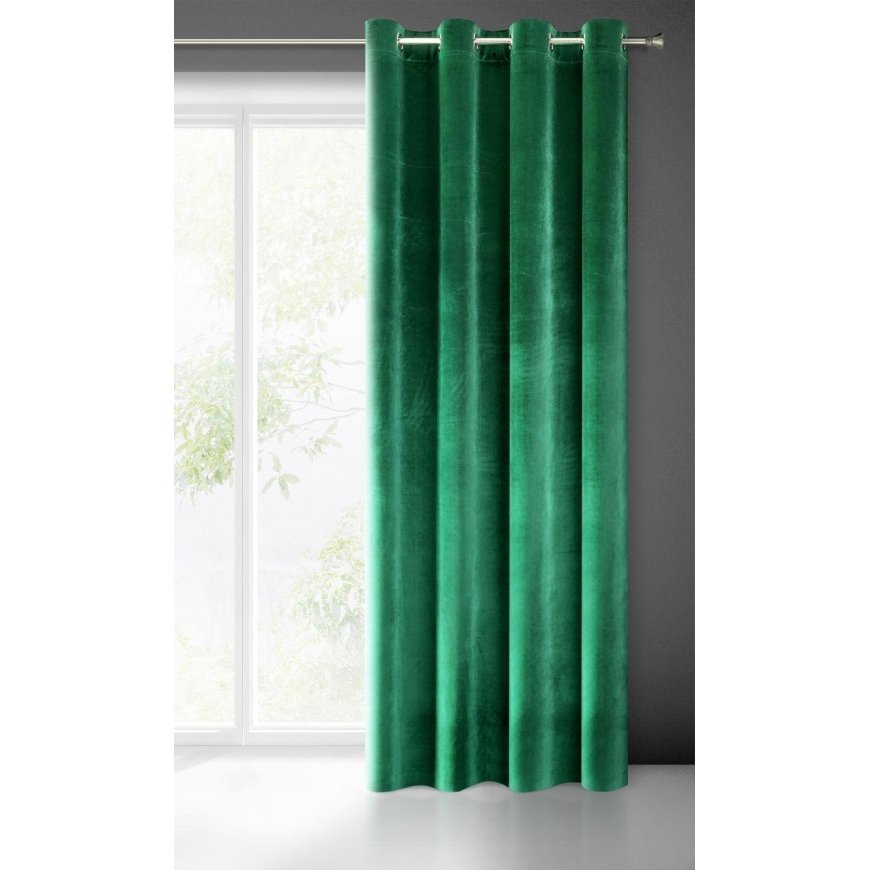 Soft and shiny velvet night curtain Eurofirany SAMANTA 140X250 cm, loops/rings, color: green – 2