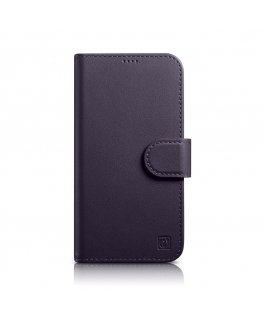Icarer Magazine Wallet Case 2 in1 Cover iPhone 14 Plus Anti-RFID Leather Flip Case Dark Purple (WMI14220727-DP)