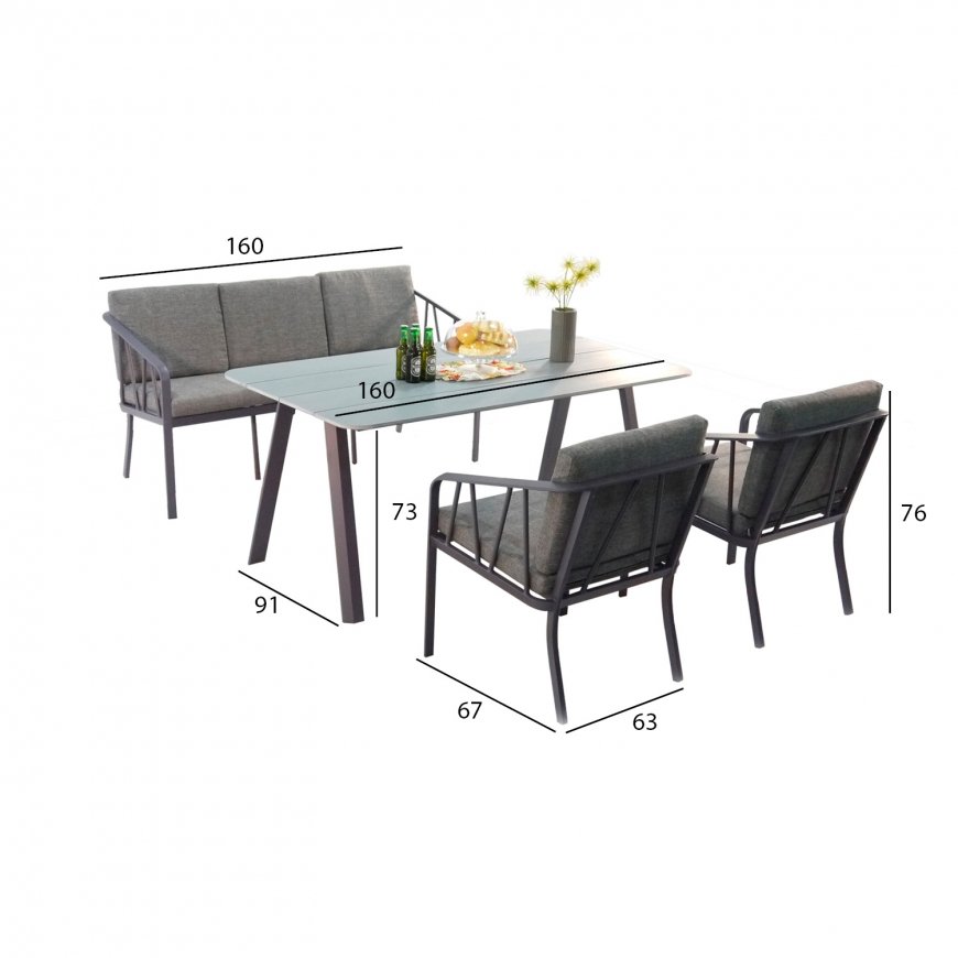 Garden furniture set KAHLA table, sofa, 2 chairs – 3
