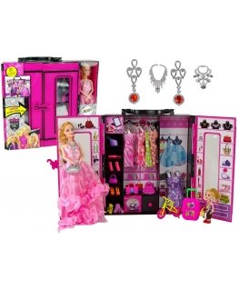 Lean Cars Doll with wardrobe Sukienki Dodatki Dla Lalek Spinta Na Clothes Walizka