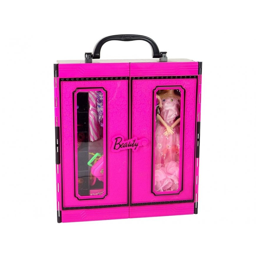 Lean Cars Doll with wardrobe Sukienki Dodatki Dla Lalek Spinta Na Clothes Walizka – 3