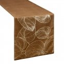 Eurofirany BLINK / 16 Velvet table runner with a pattern of large leaves, 35X180 cm, color: brown Eurofirany BLINK / 16 Velvet table runner with a pattern of large leaves, 35X180 cm, color: brown