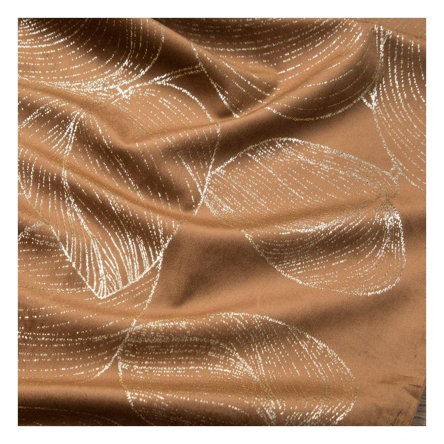 Eurofirany BLINK / 16 Velvet table runner with a pattern of large leaves, 35X180 cm, color: brown – 5