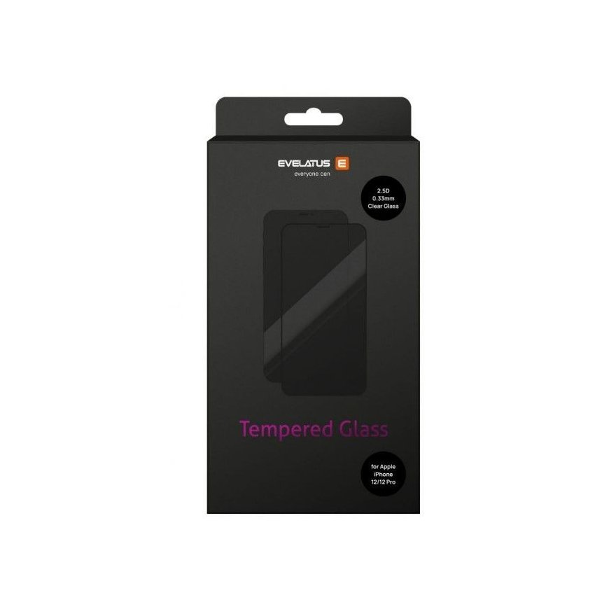 Evelatus Apple iPhone 12/12 Pro 0.33 Flat Clear Glass Japan Glue Anti-Static