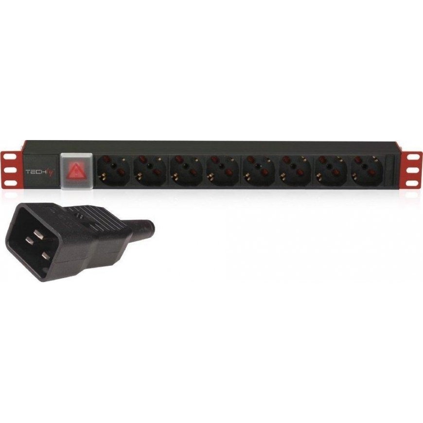 TECHLY Rack 19inch PDU 8 outputs with switch and with C20 plug 3m