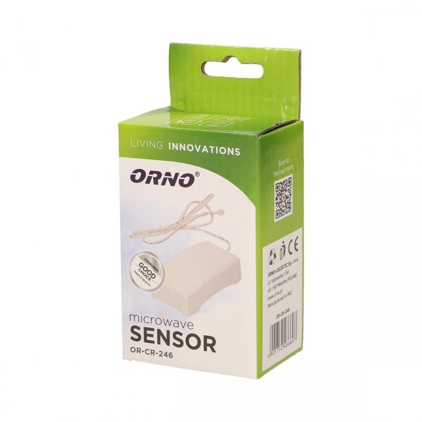 Orno Micro Motion Sensor with External Light Sensor, 5.8GHz 360° IP20 1200W – 4