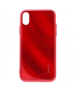 Evelatus Apple iPhone X/XS Water Ripple Full Color Electroplating Tempered Glass Case Red