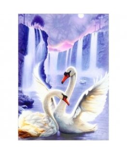 Beldizart IŠPARDAVIMAS Deimantinio dažymo komplektas Swan Pair 50x67 cm AZ-197