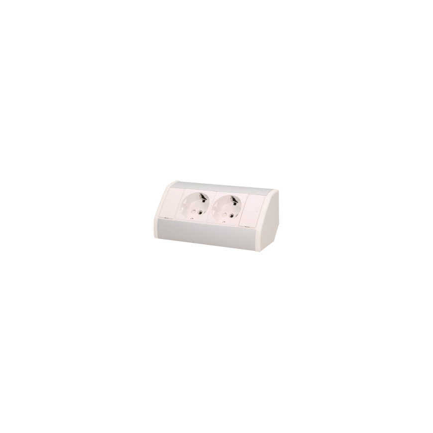 Orno Furniture socket 2x2P + Z, schuko, white and silver