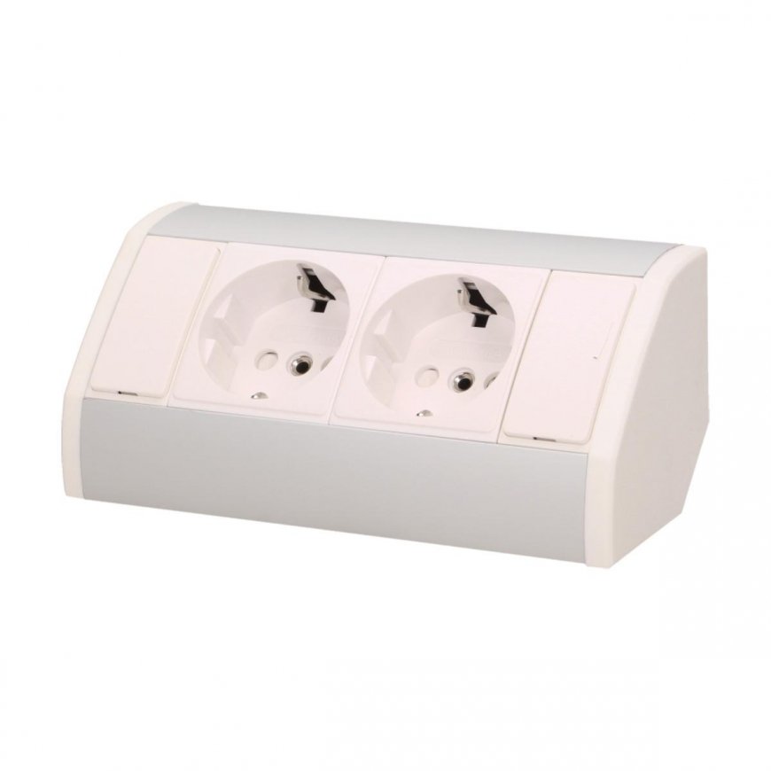 Orno Baldinis lizdas 2x2P + Z, schuko, baltas ir sidabrinis – 2