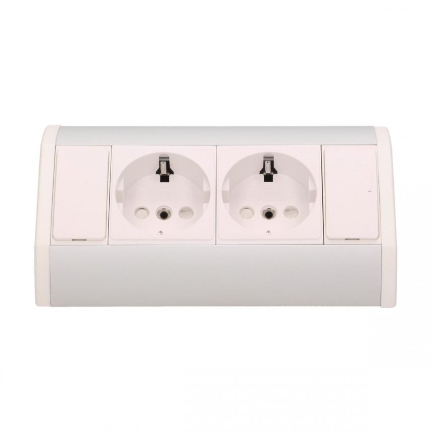 Orno Furniture socket 2x2P + Z, schuko, white and silver – 4
