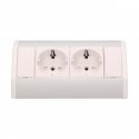 Orno Furniture socket 2x2P + Z, schuko, white and silver Orno Furniture socket 2x2P + Z, schuko, white and silver