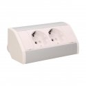 Orno Furniture socket 2x2P + Z, schuko, white and silver Orno Furniture socket 2x2P + Z, schuko, white and silver