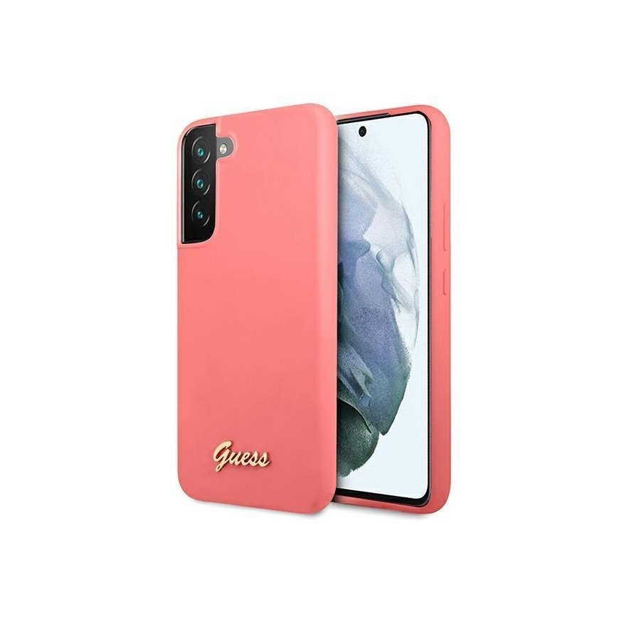 Guess GHUCS22MLSLMGFU S22+ S906 Fuchsia/Fuchsia Hard Case Silicone Pattern Metal Logo