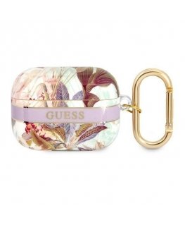 Guess Flower Strap Collection apsauginis dėklas, skirtas AirPods Pro, violetinis