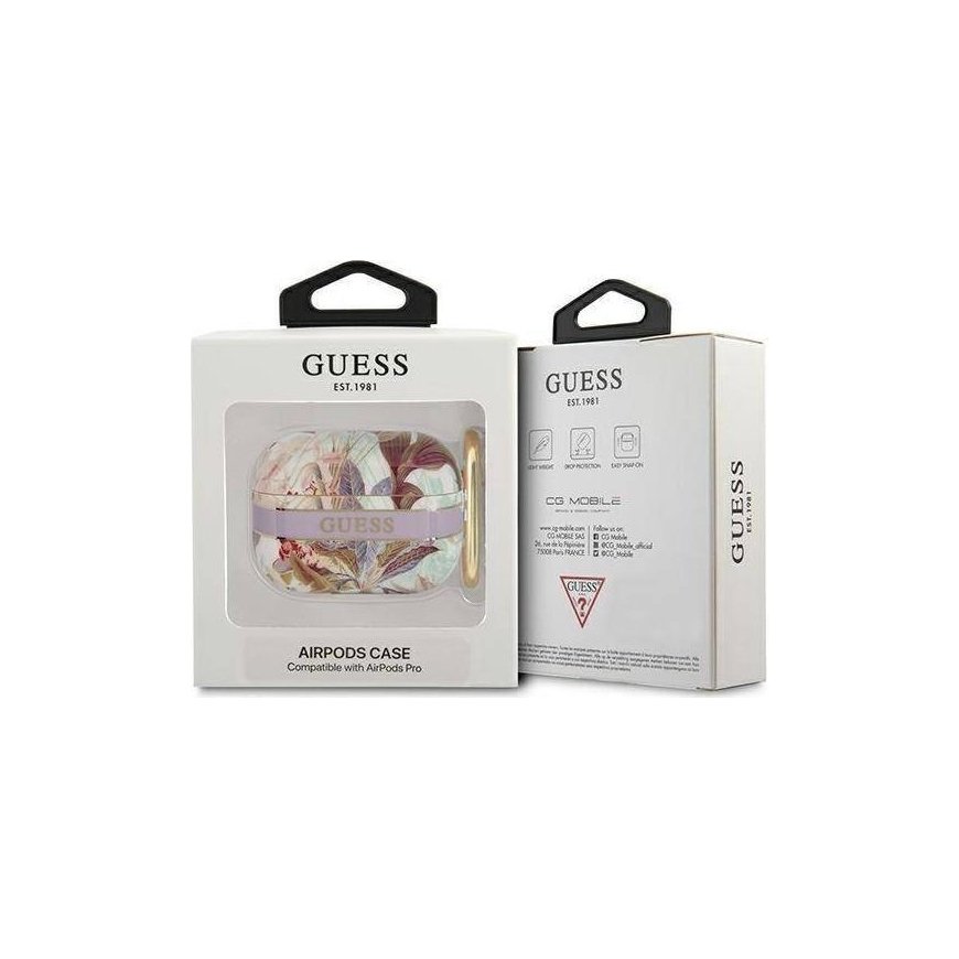 Guess Flower Strap Collection apsauginis dėklas, skirtas AirPods Pro, violetinis – 2