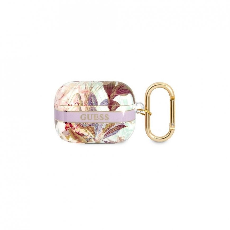Guess Flower Strap Collection apsauginis dėklas, skirtas AirPods Pro, violetinis – 3