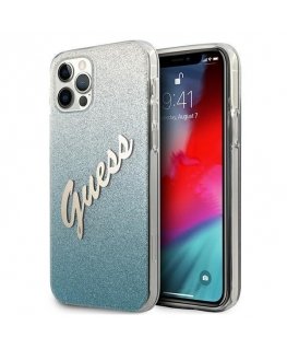 Guess GUHCP12MPCUGLSBL iPhone 12/12 Pro 6.1 inch Blue/Blue Hard Case Glitter Gradient Script