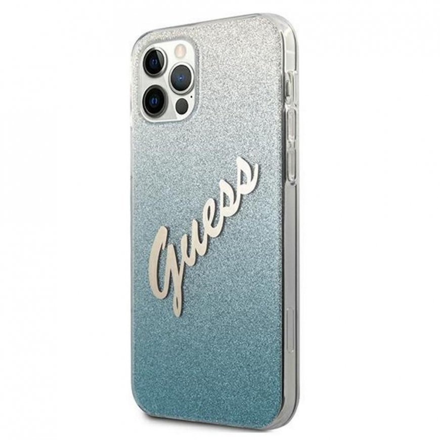 Guess GUHCP12MPCUGLSBL iPhone 12/12 Pro 6.1 inch Blue/Blue Hard Case Glitter Gradient Script – 3