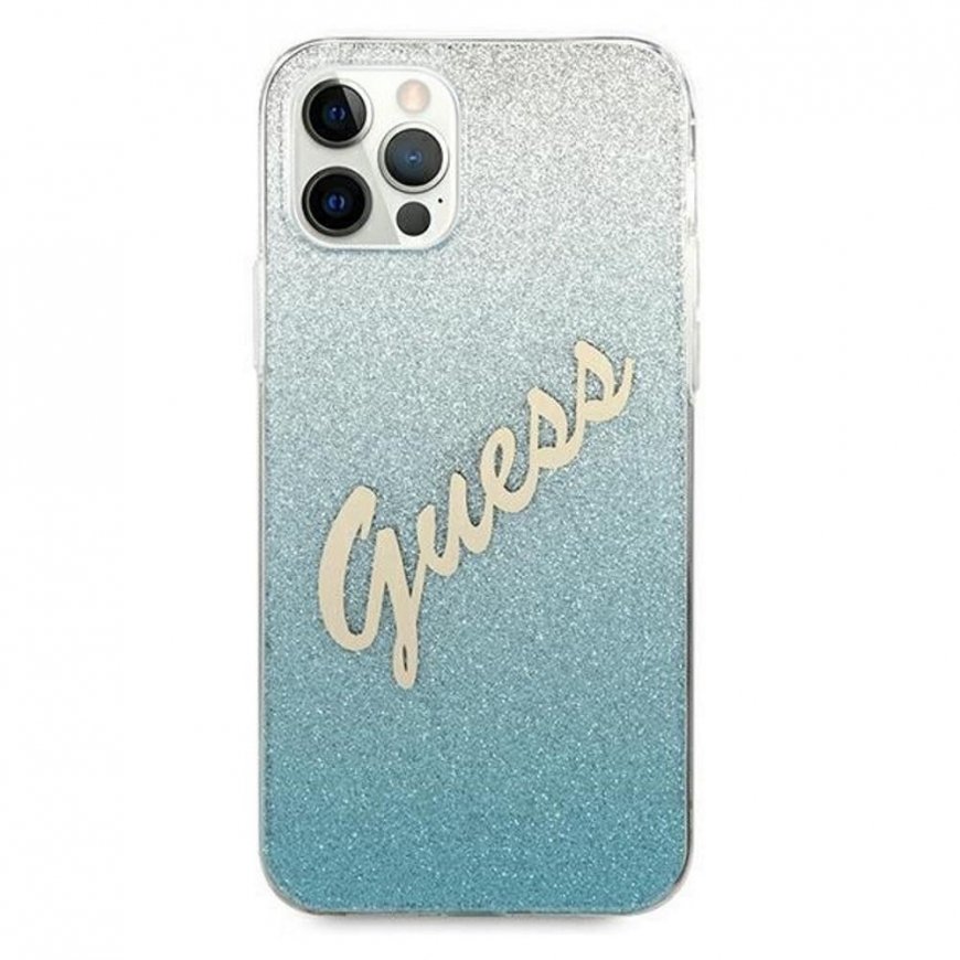 Guess GUHCP12MPCUGLSBL iPhone 12/12 Pro 6,1 colio mėlynas/mėlynas kietasis dėklas Glitter Gradient Script – 4