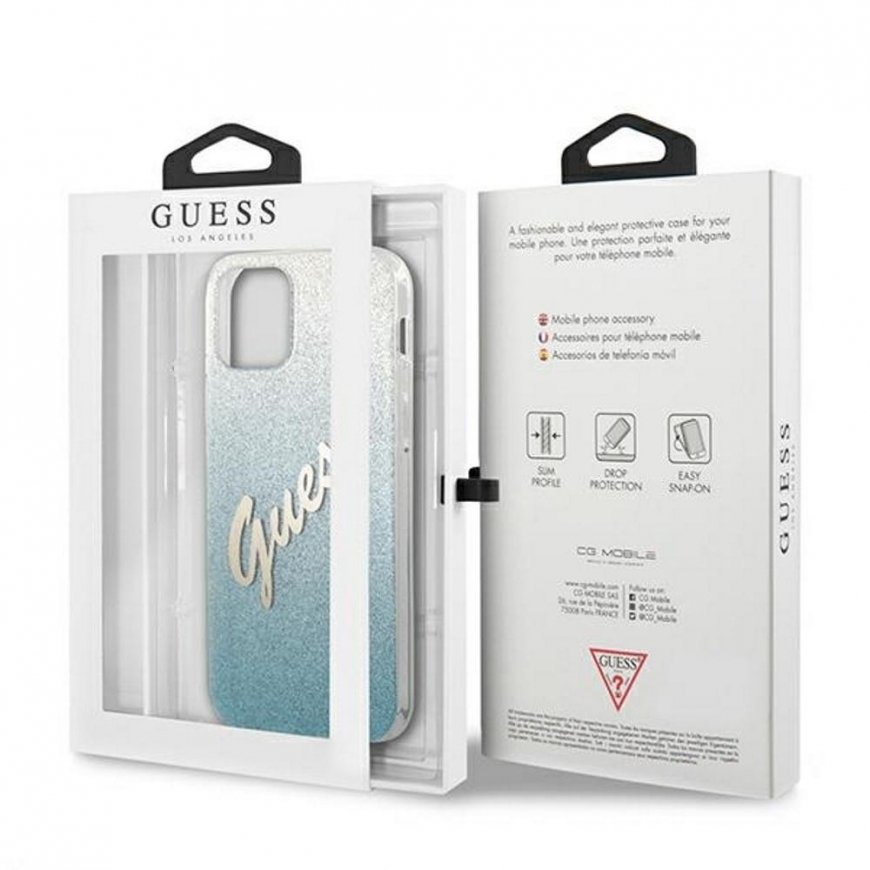 Guess GUHCP12MPCUGLSBL iPhone 12/12 Pro 6.1 inch Blue/Blue Hard Case Glitter Gradient Script – 5