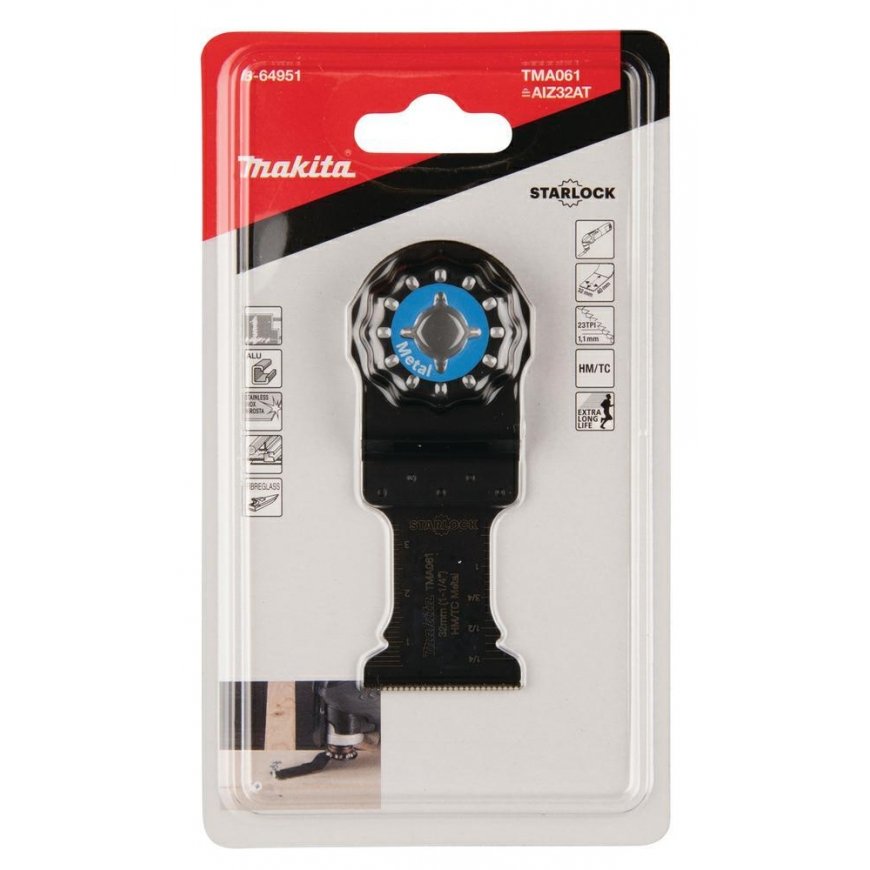 Makita B-64951 MULTITOOL PLUNGE CUT SAW BLADE 32mm TMA061 HM , STARLOCK, Metalas – 2