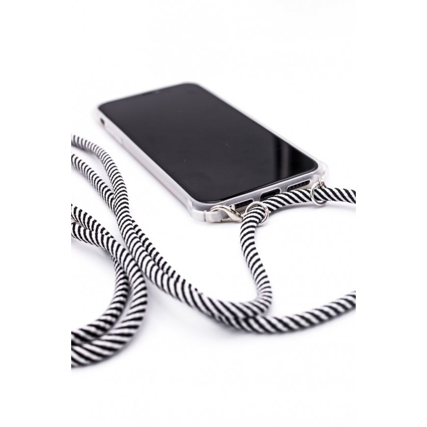 Evelatus Samsung A50 Case with rope Black Stripes Transparent