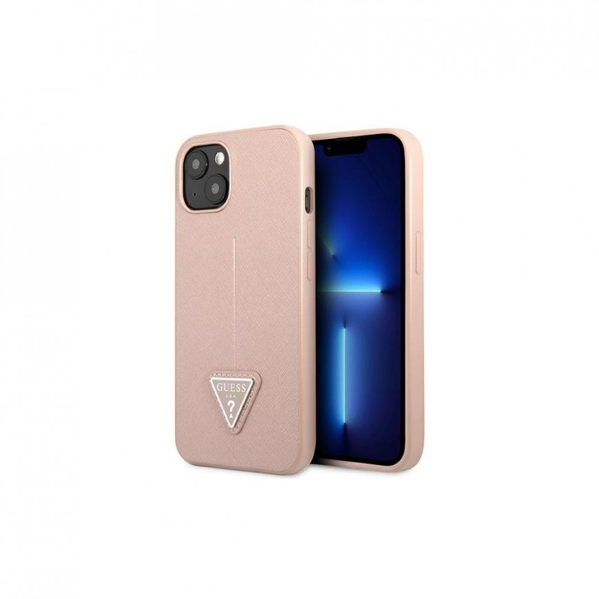 Guess GUHCP14XPSATLP iPhone 14 Pro Max 6.7 Inch Pink/Rose Hard Case SaffianoTriangle Logo – 3