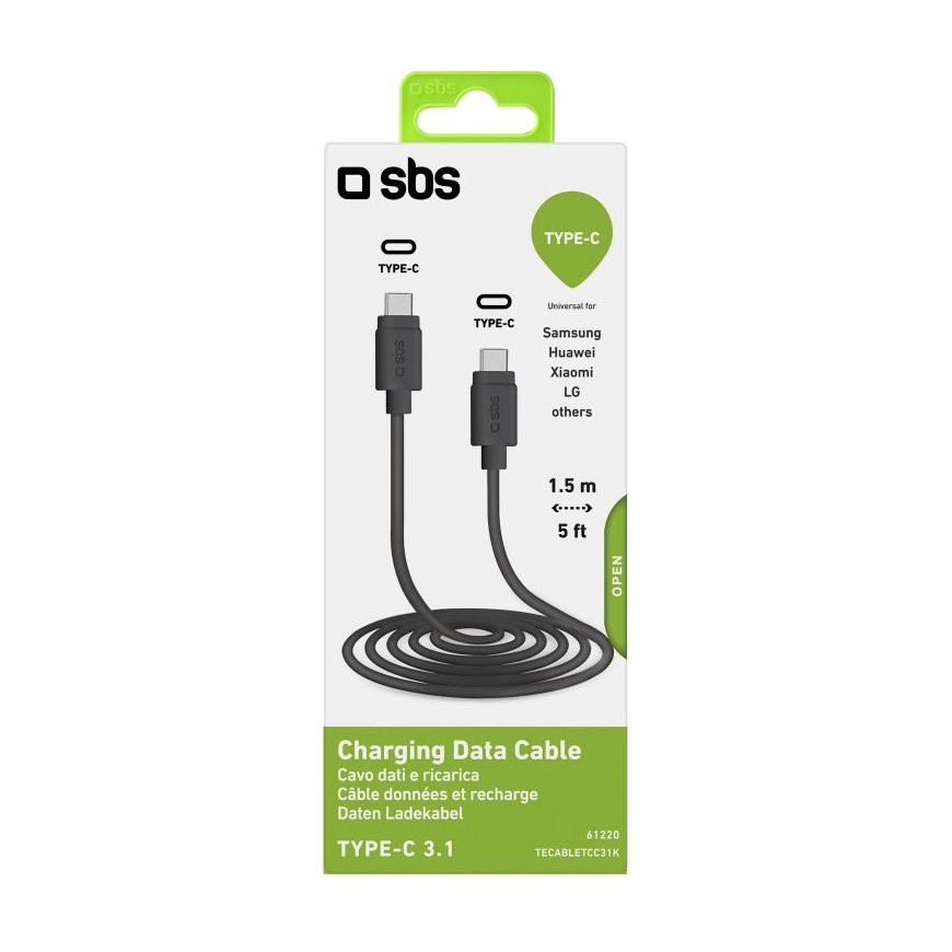 SBS TECABLETCC31K USB кабель 1,5 m USB 3.2 Gen 1 (3.1 Gen 1) USB C Черный – 5