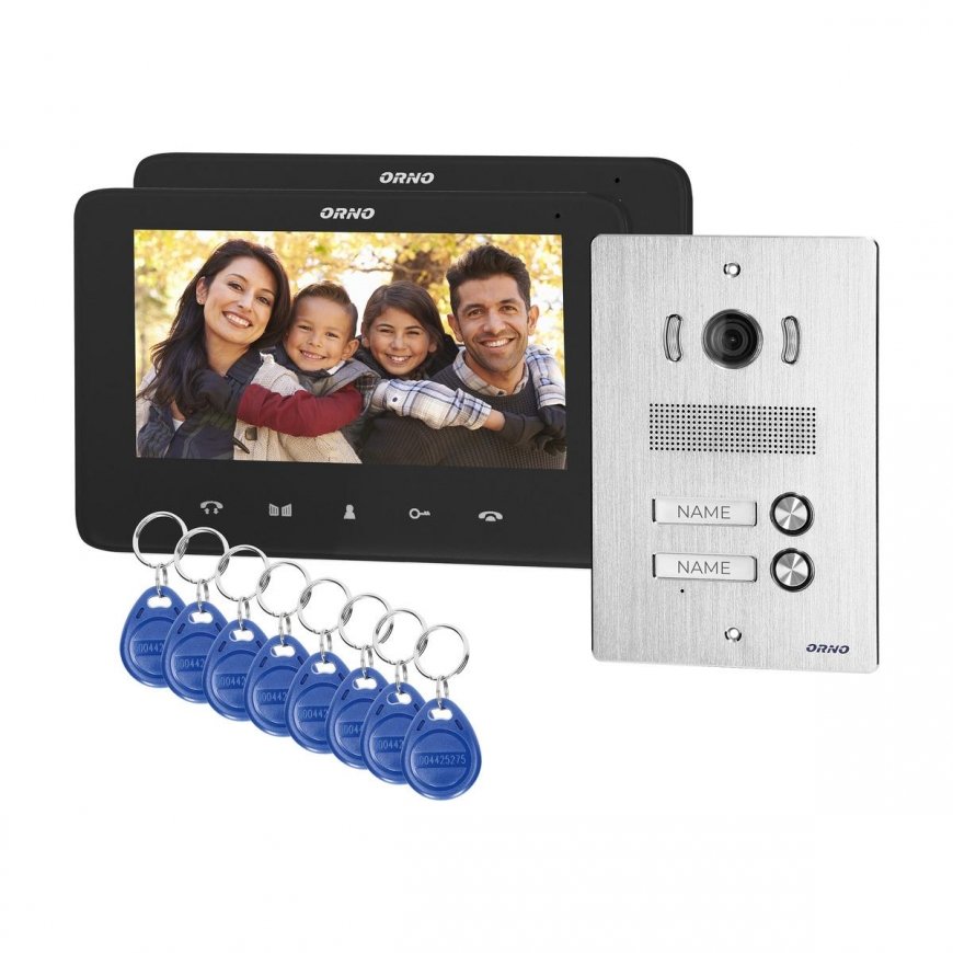 Orno Two-family video intercom, handset, color, 7-inch LCD, with remote control reader, intercom, built-in, INDI MULTI P – 2