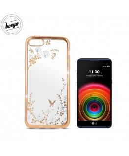 Beeyo Glamour Series Secret Garden TPU Clear super slim Back cover case for LG X Power K220 with Gold frame