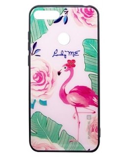 Evelatus Huawei Y6 2018 Picture Glass Case Flamingo Party
