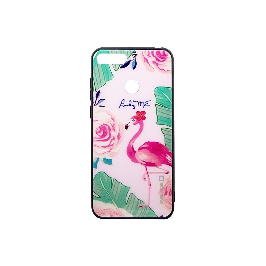 Evelatus Huawei Y6 2018 Picture Glass Case Flamingo Party