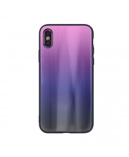 iLike Apple iPhone XR Aurora Glass case Pink-Black