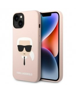 Karl Lagerfeld KLHCP14MSLKHLP iPhone 14 Plus 6.7 Inch Hard Case Pink/Pink Silicone Karl Head