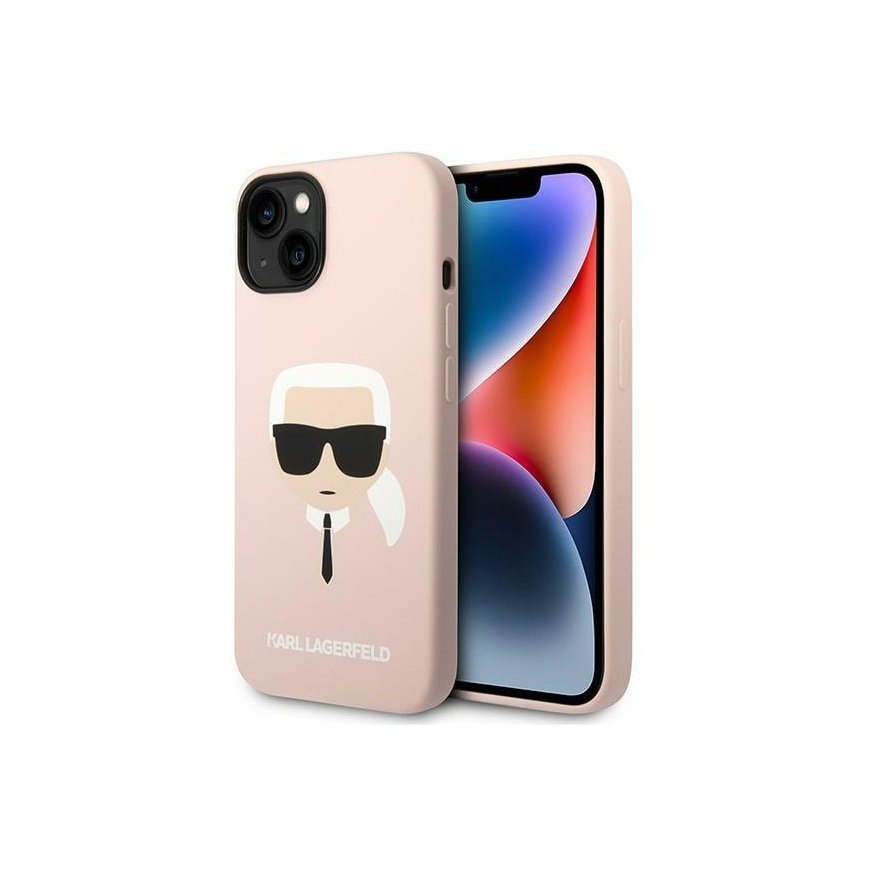 Karl Lagerfeld KLHCP14MSLKHLP iPhone 14 Plus 6,7 colių kietas dėklas rožinė / rožinė Silikoninė Karlo galva