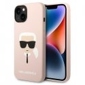 Karl Lagerfeld KLHCP14MSLKHLP iPhone 14 Plus 6.7 Inch Hard Case Pink/Pink Silicone Karl Head