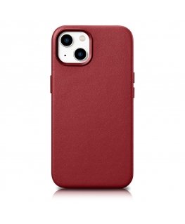 Dėklas Icarer dėklo odiniai dėklai iš natūralios odos, skirti „iPhone 14 Plus raudonas“ (suderinama su „MagSafe“)