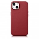 Case Icarer Case Genuine Leather Cases for iPhone 14 Plus Red (MagSafe Compatible)