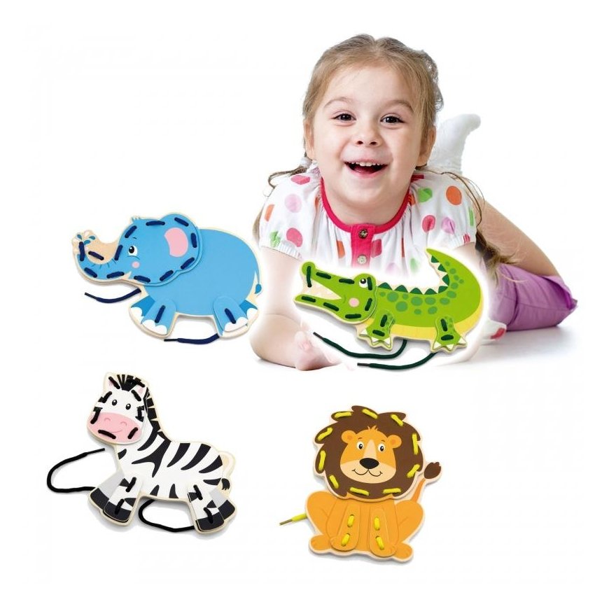 Puzzle Wooden shoelace game Animals, Viga – 3