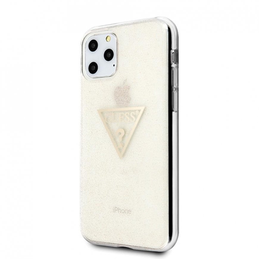 Guess GUHCN58SGTLGO iPhone 11 Pro auksinis/auksinis hard dėklas Glitter Triangle – 3