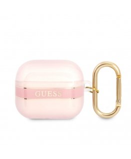 Guess Apple Airpods 3 TPU Printed Stripe Case Pink