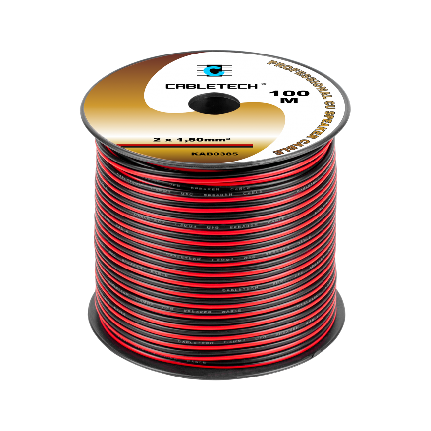 Cabletech Column cable 1.5mm 100m Black - Red – 2